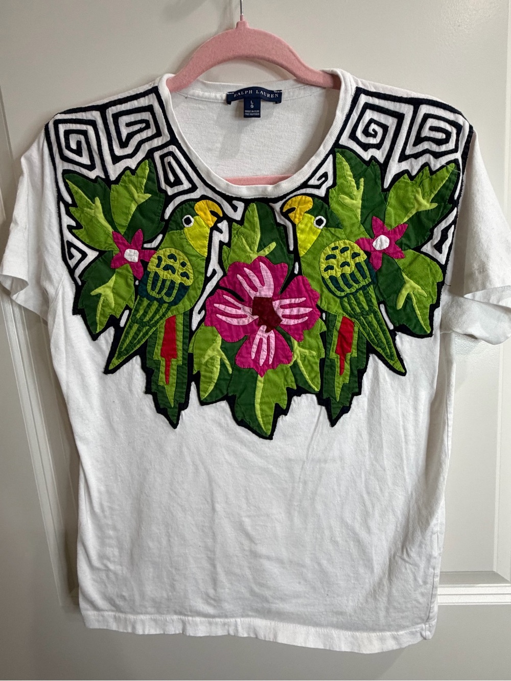 Polo Ralph Lauren Parrot Applique Mola Tropical Jersey Tee, Size L